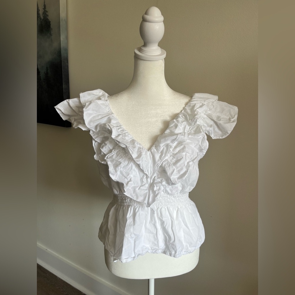Buffalo David Bitton White Ruffled Blouse